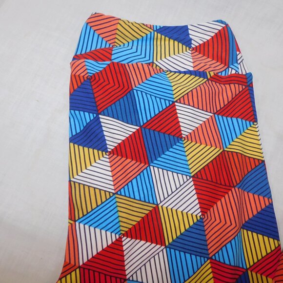 LuLaroe Multicolor Bold Geometric Triangle print Womens Leggings TC size 12 – 18 - Picture 3 of 9